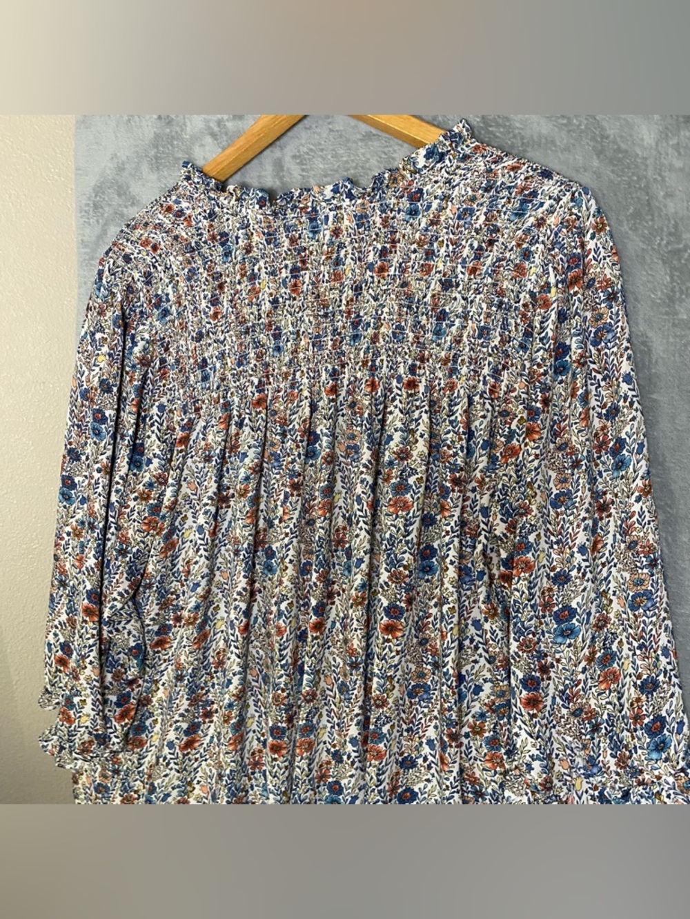 Rose + Olive Floral Sheer Boho Top 2X Multicolor Feminine Romantic work Blouse - Picture 7 of 8